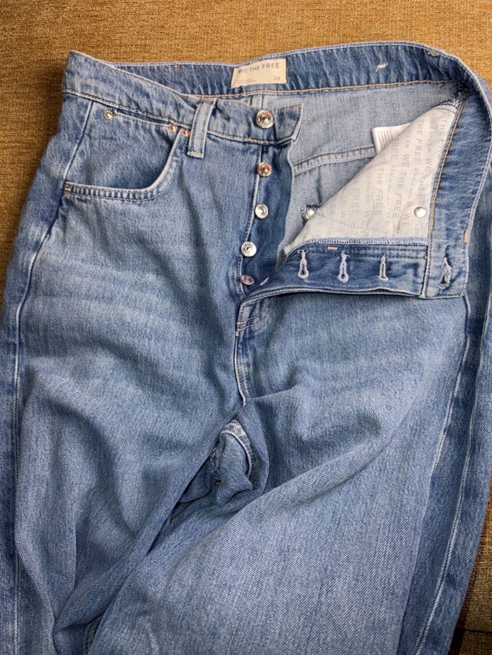 Free People We The Free Barrel Jeans Size 28 High Rise  Wide Leg Light Wash NWOT - Picture 15 of 15